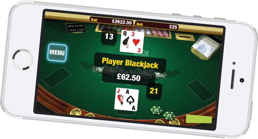 Mobile Blackjack Game Winning Hand PNG image