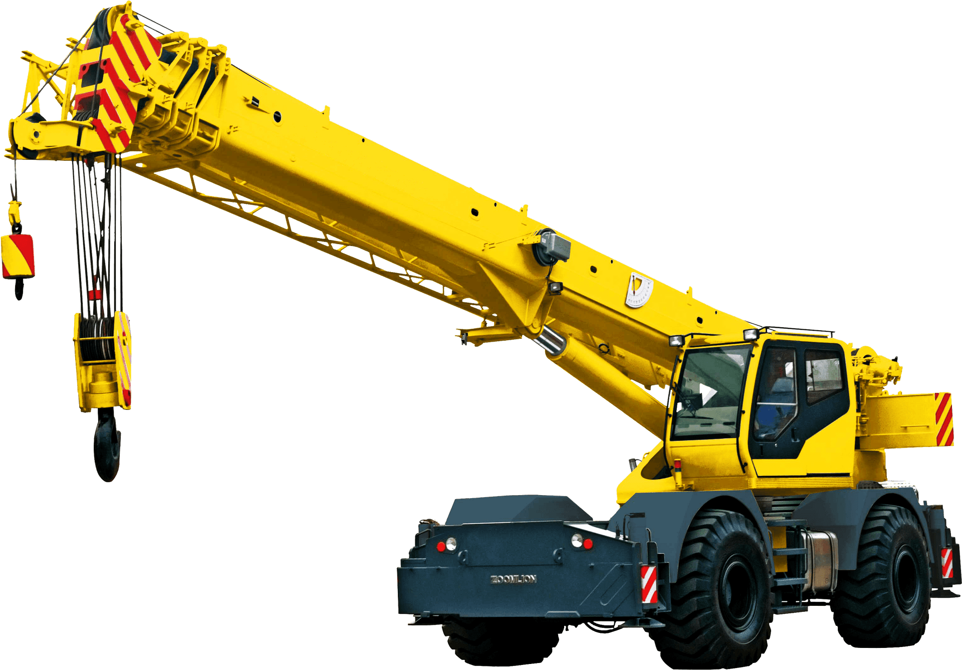 Mobile Crane Yellow Extended Boom PNG image