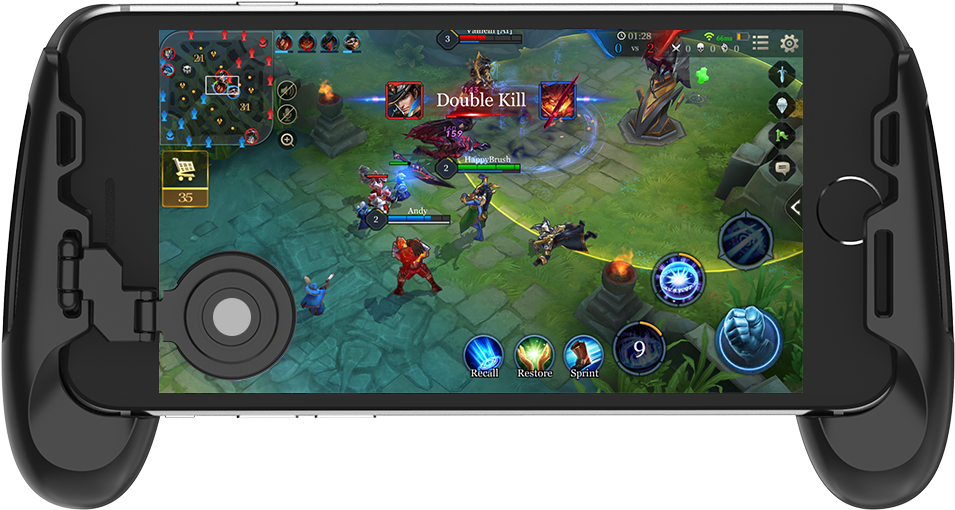 Mobile Legends Gameplayon Smartphone Controller PNG image