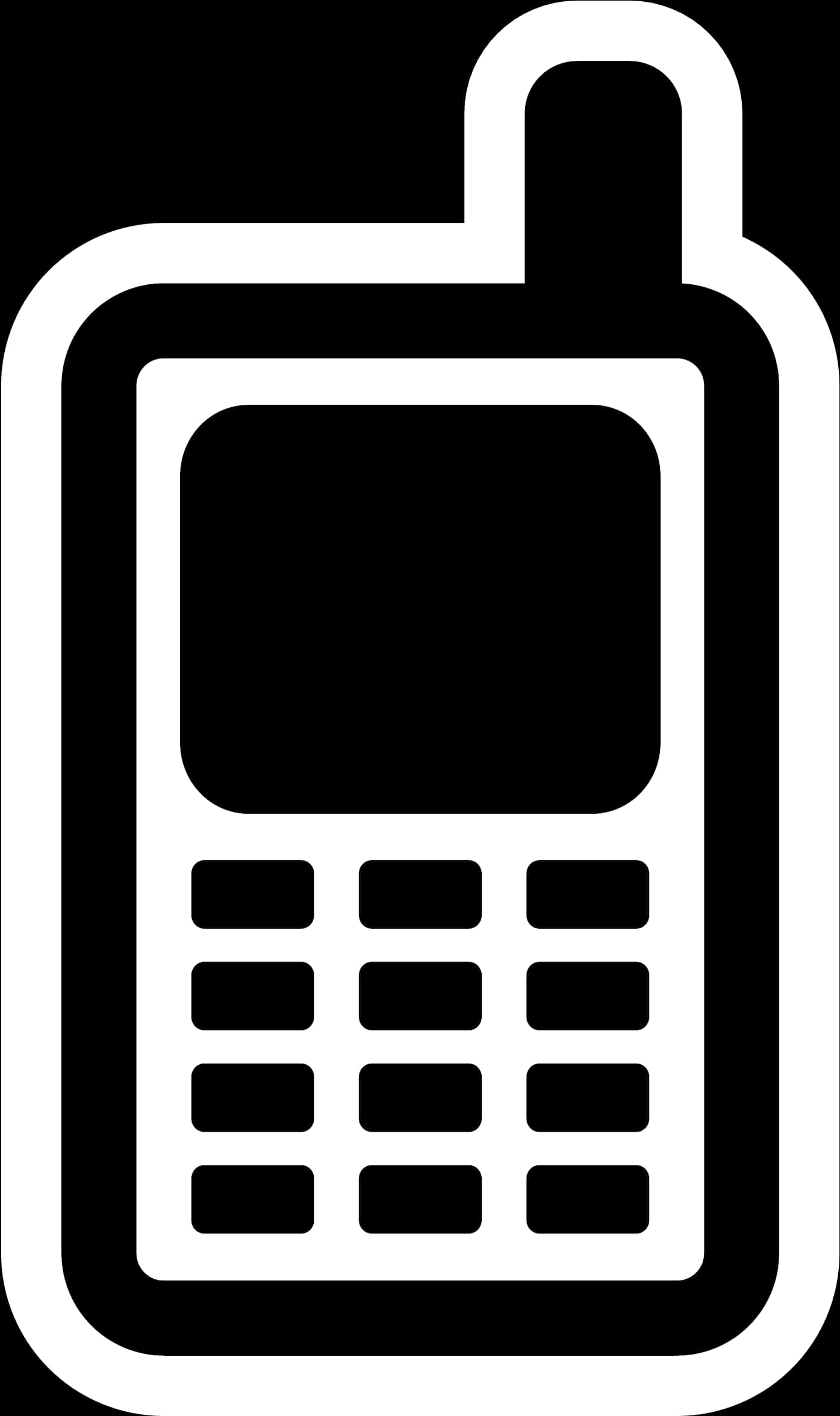 Mobile Phone Icon Blackand White PNG image