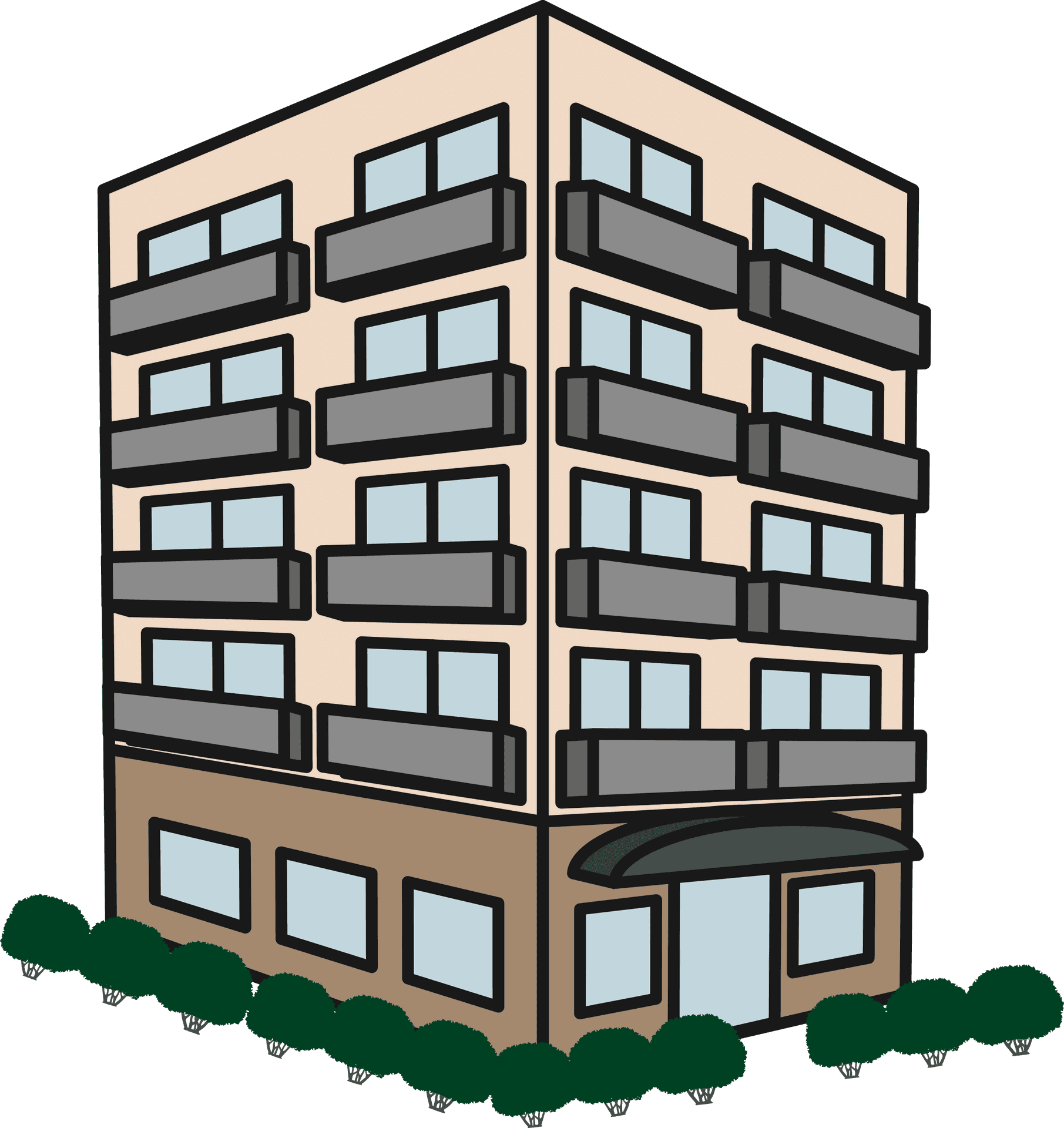 Modern Apartment Building Clipart PNG image