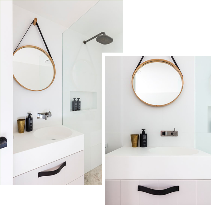 Modern Bathroom Designwith Round Mirror PNG image