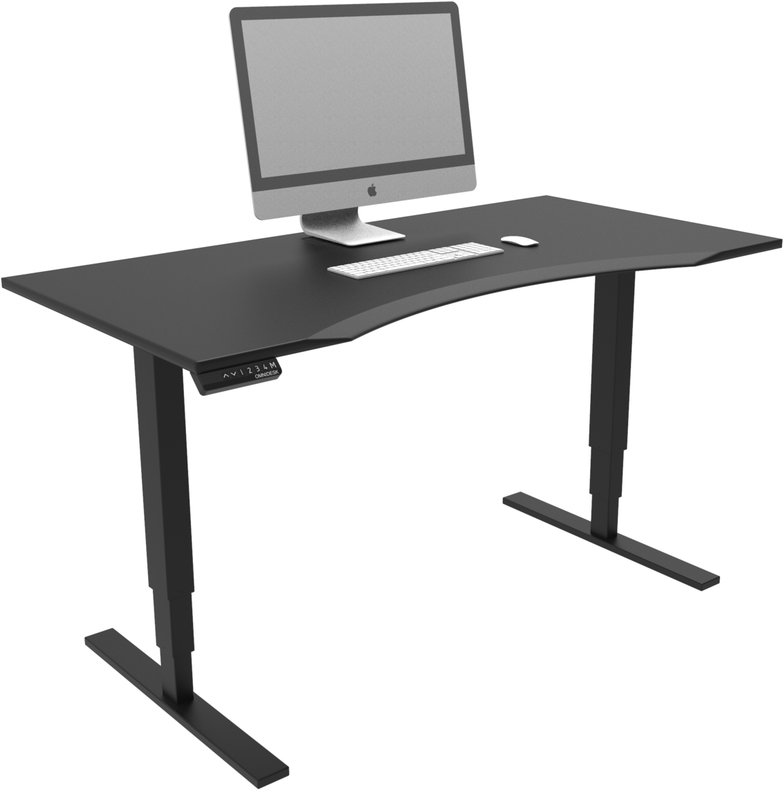 Modern Black Computer Desk Setup PNG image