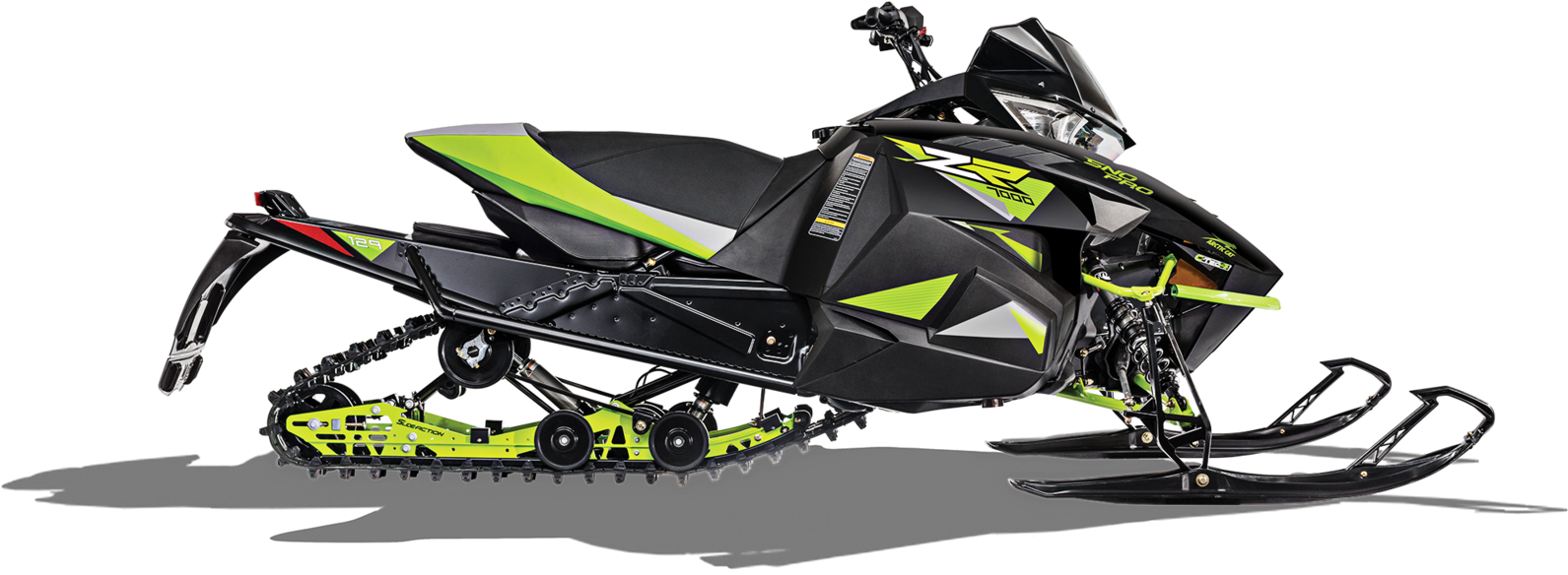 Modern Black Green Snowmobile PNG image