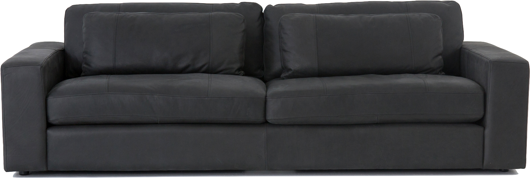 Modern Black Leather Sofa PNG image