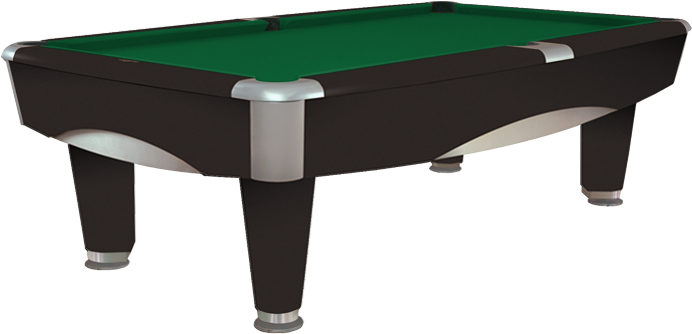 Modern Black Pool Tablewith Green Felt PNG image