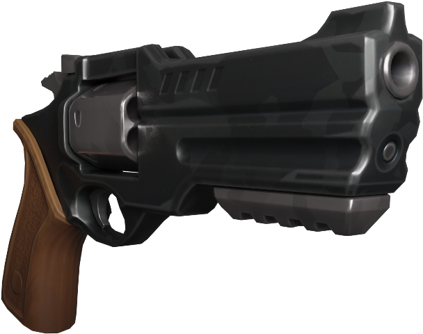 Modern_ Black_ Revolver_with_ Wooden_ Handle PNG image