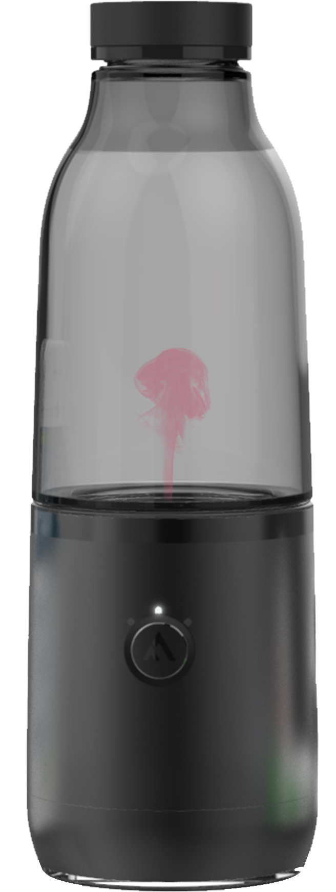 Modern Black Water Bottlewith Jellyfish Design PNG image