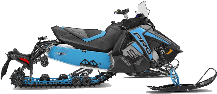 Modern Blue Snowmobile Profile View PNG image