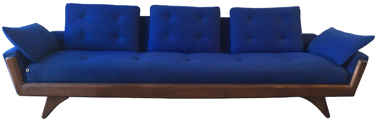 Modern Blue Velvet Sofa PNG image
