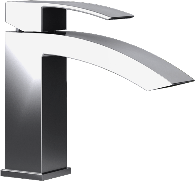 Modern Chrome Bathroom Faucet PNG image