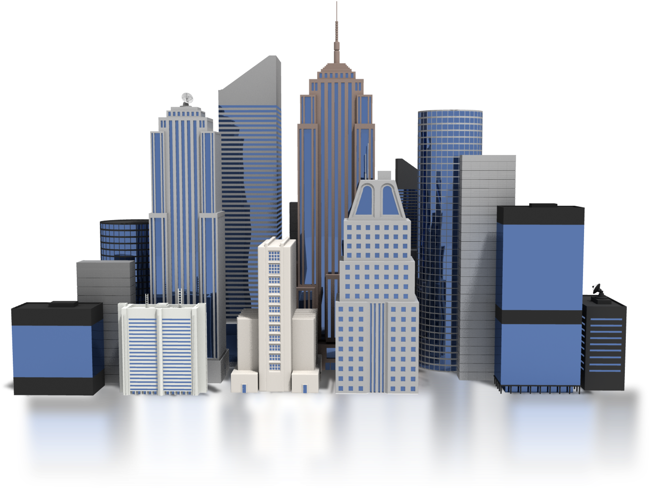 Modern City Skyline Rendering PNG image