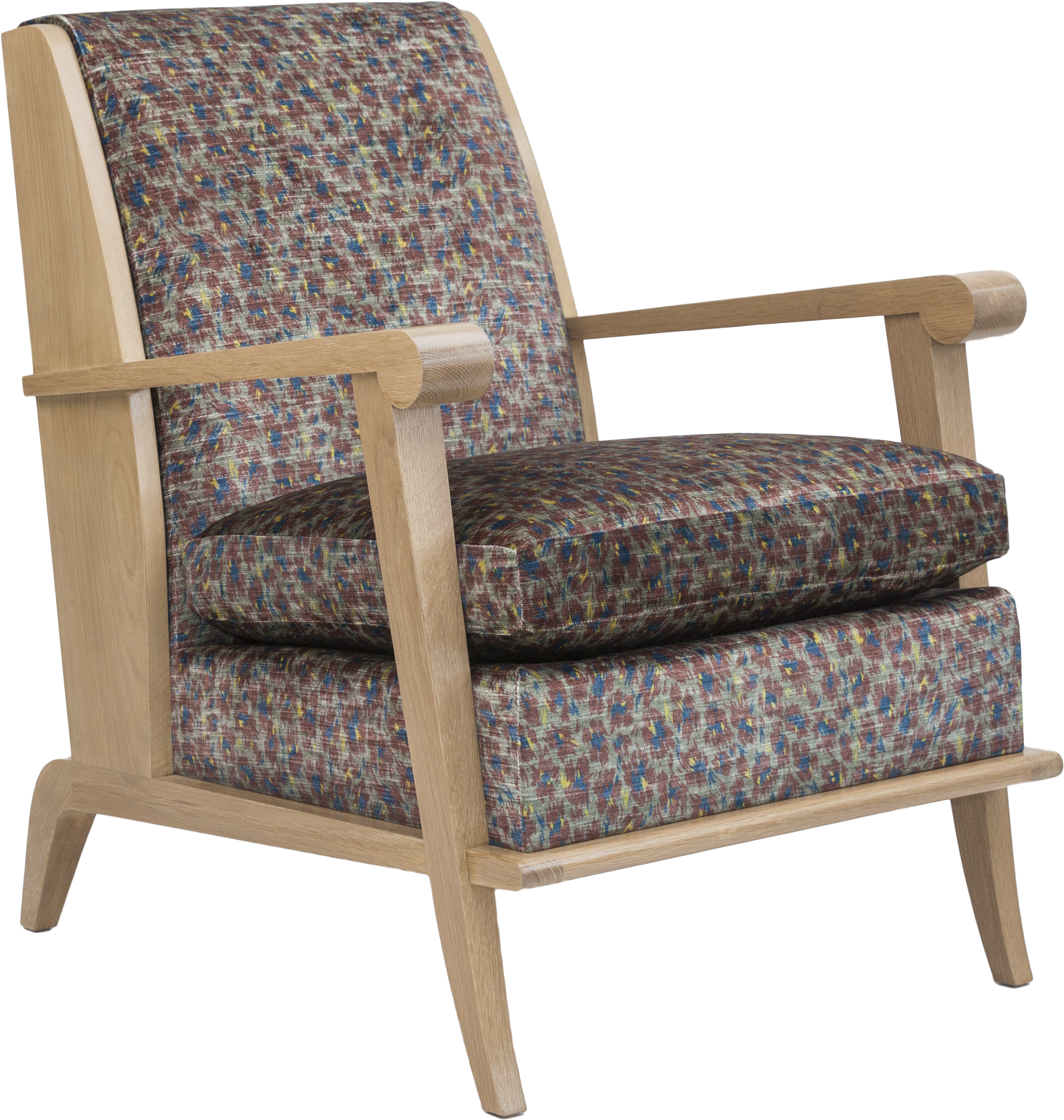 Modern Club Chair With Patterned Upholstery PNG image