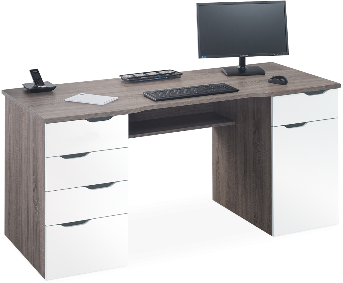 Modern Computer Desk Setup PNG image