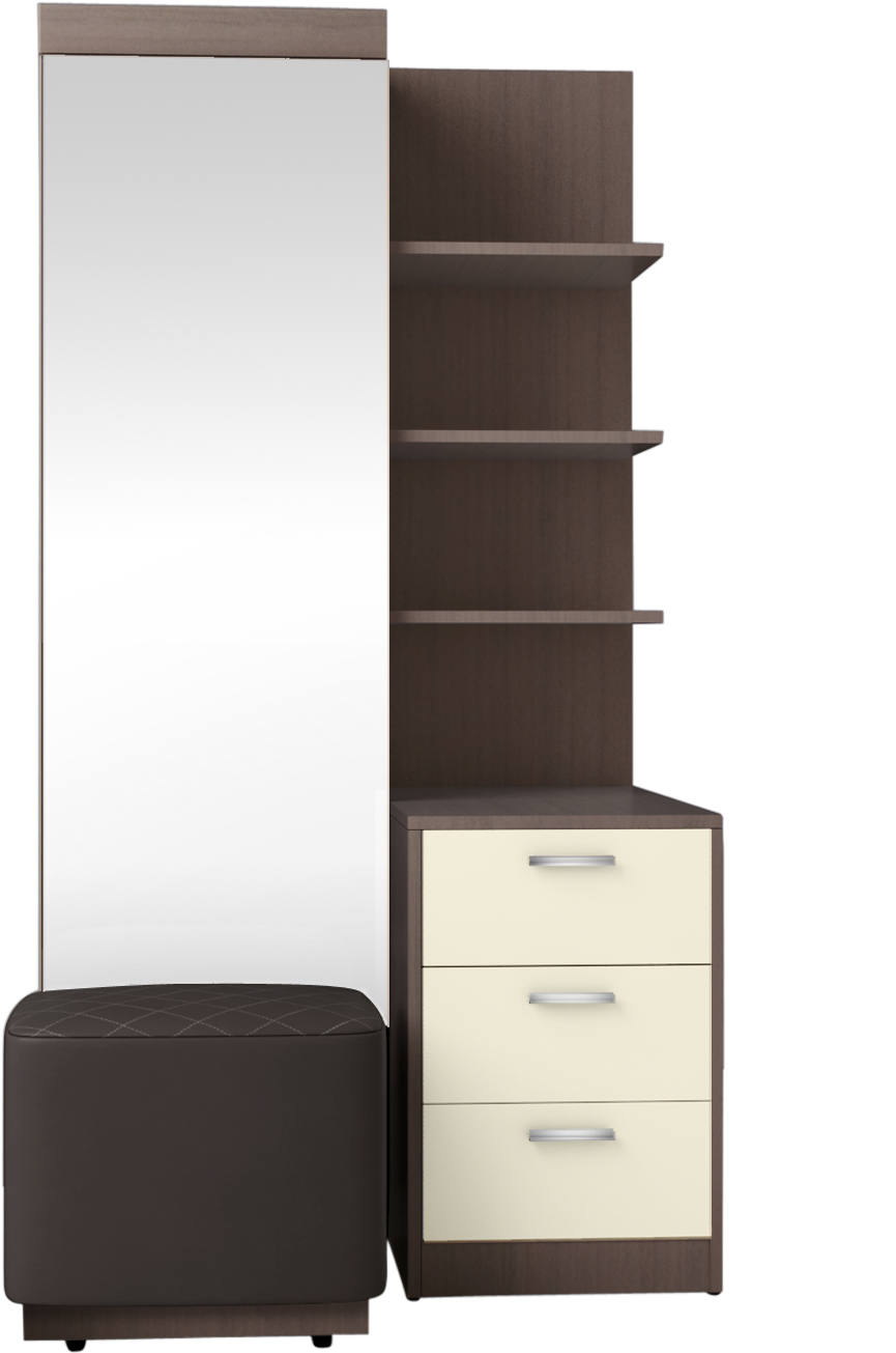 Modern Dressing Tablewith Mirrorand Stool PNG image