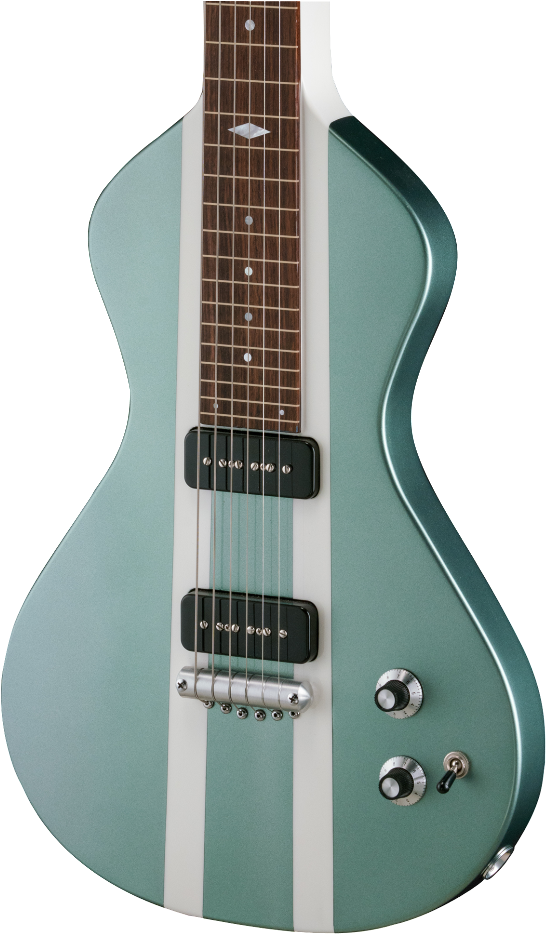 Modern Electric Guitar Green White Stripes PNG image