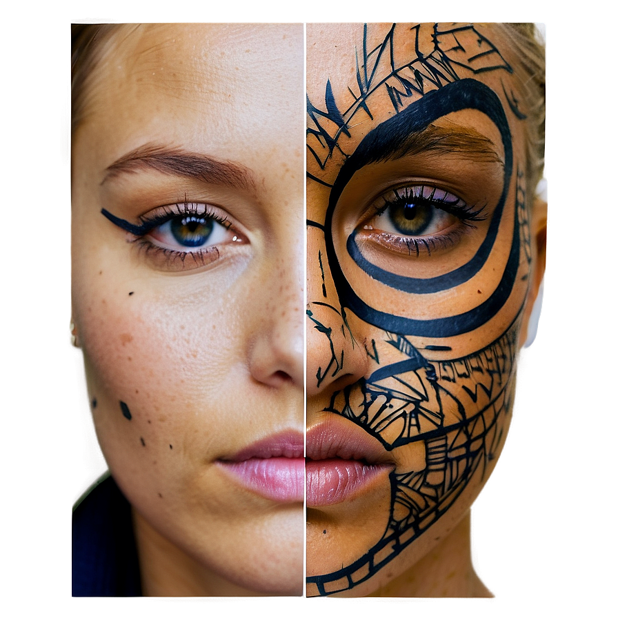 Modern Face Tattoo Ideas Png 06122024 PNG image