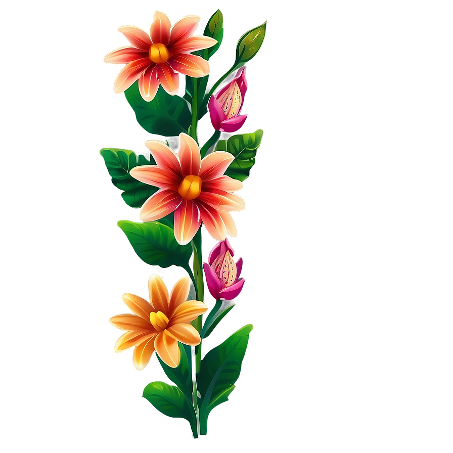 Modern Flower Border Png Qpj80 PNG image