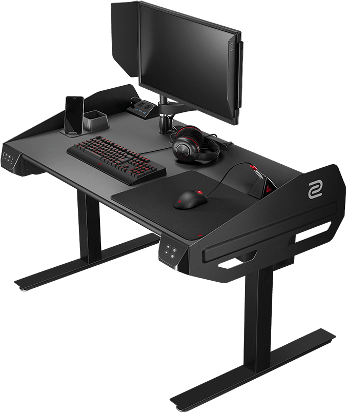 Modern Gaming Computer Desk Setup PNG image