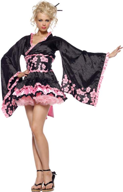 Modern Geisha Costume Pose PNG image