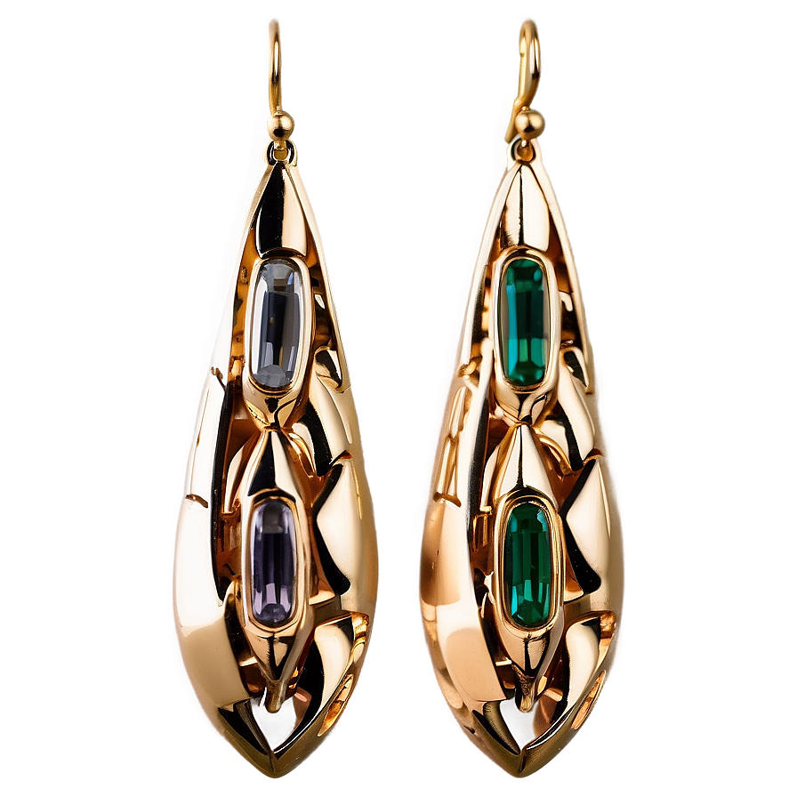 Modern Gold Drop Earrings Png 32 PNG image