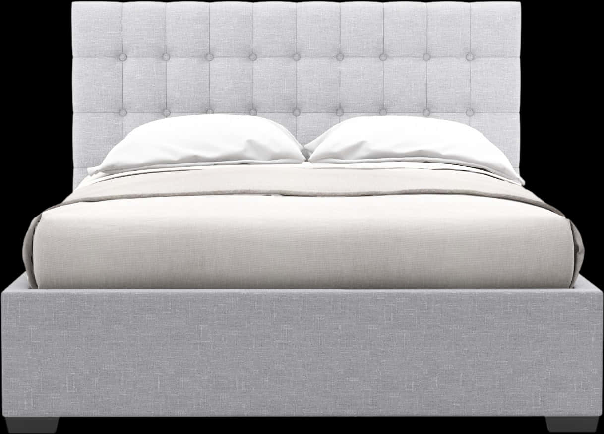 Modern Gray Upholstered Bed PNG image