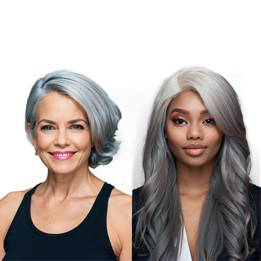 Modern Grey Hair Trends Png Rrd PNG image