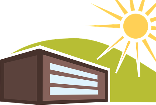 Modern House Sunrise Vector PNG image