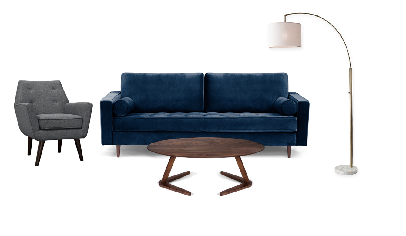 Modern Living Room Furniture Setup PNG image