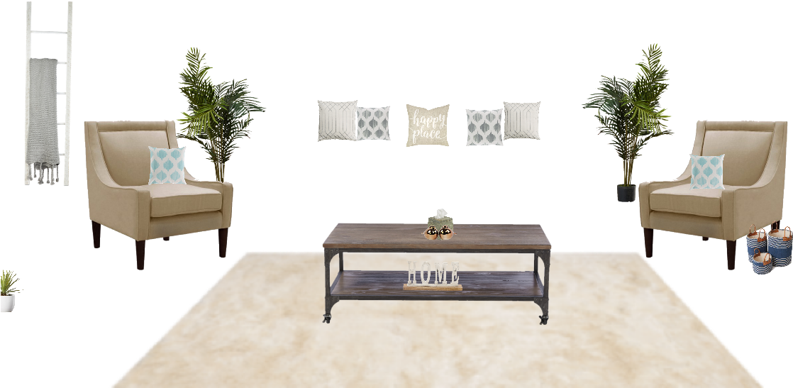 Modern Living Room Setup PNG image