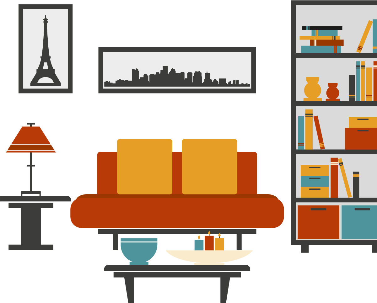 Modern Living Room Vector Illustration PNG image