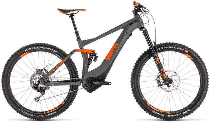 Modern Mountain Bike Orange Black PNG image