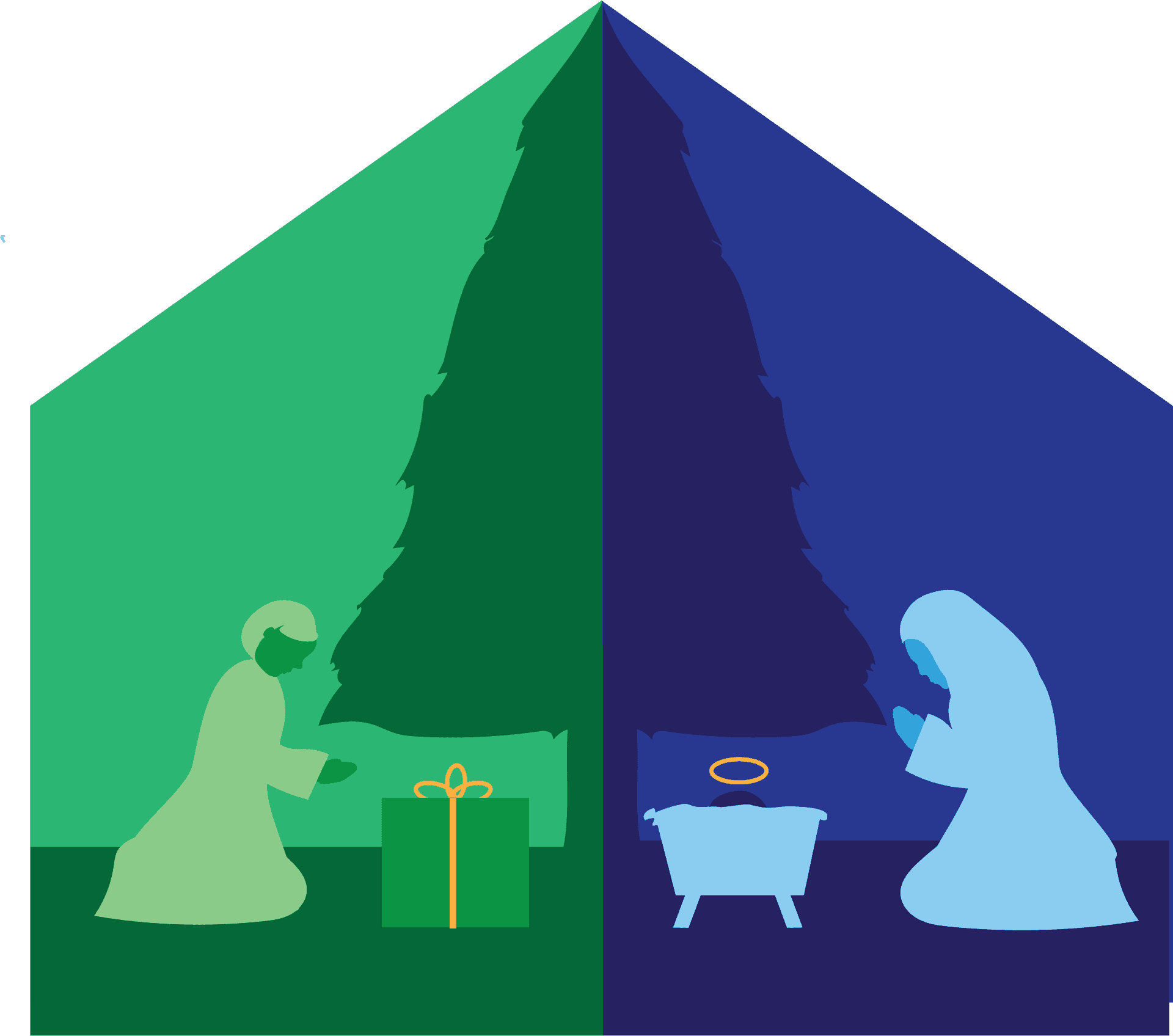 Modern_ Nativity_ Silhouette PNG image