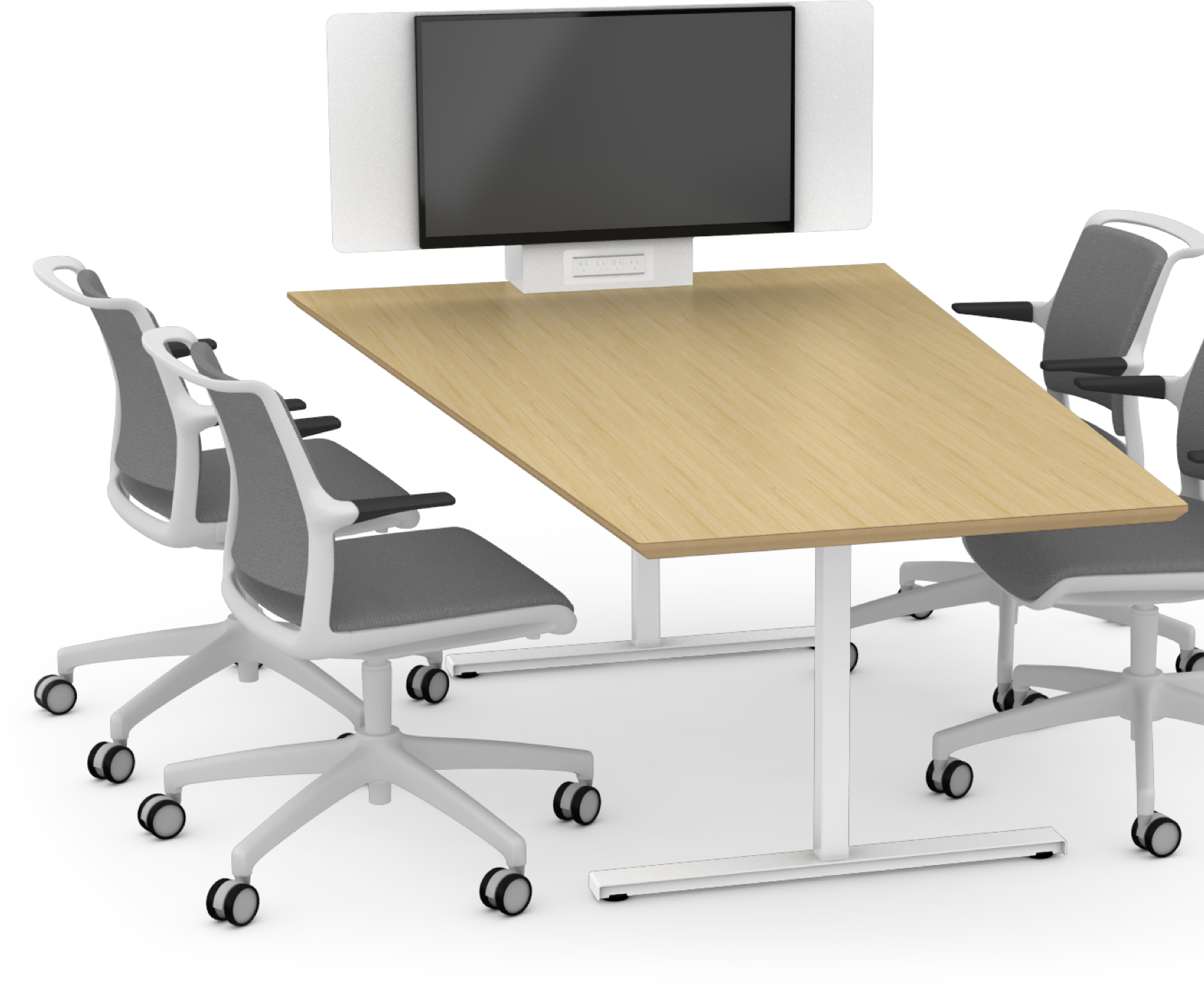 Modern Office Computer Desk Setup PNG image