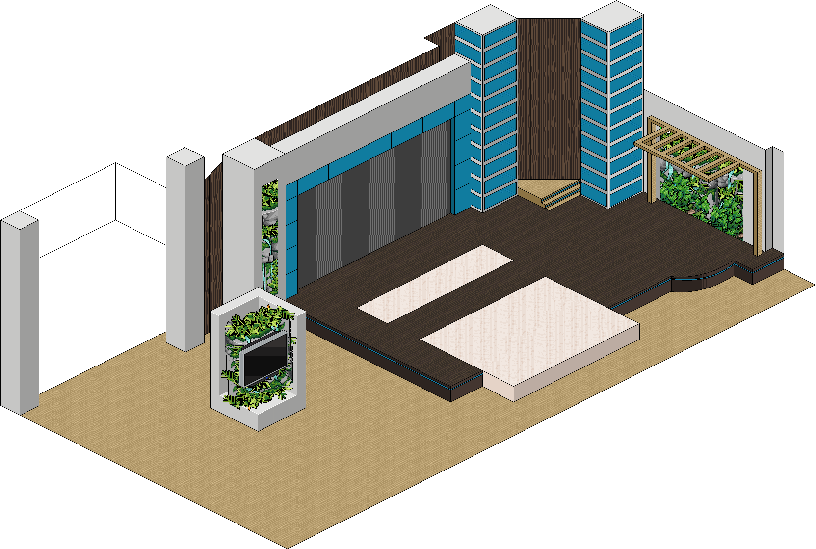 Modern Office Lobby Isometric Design PNG image