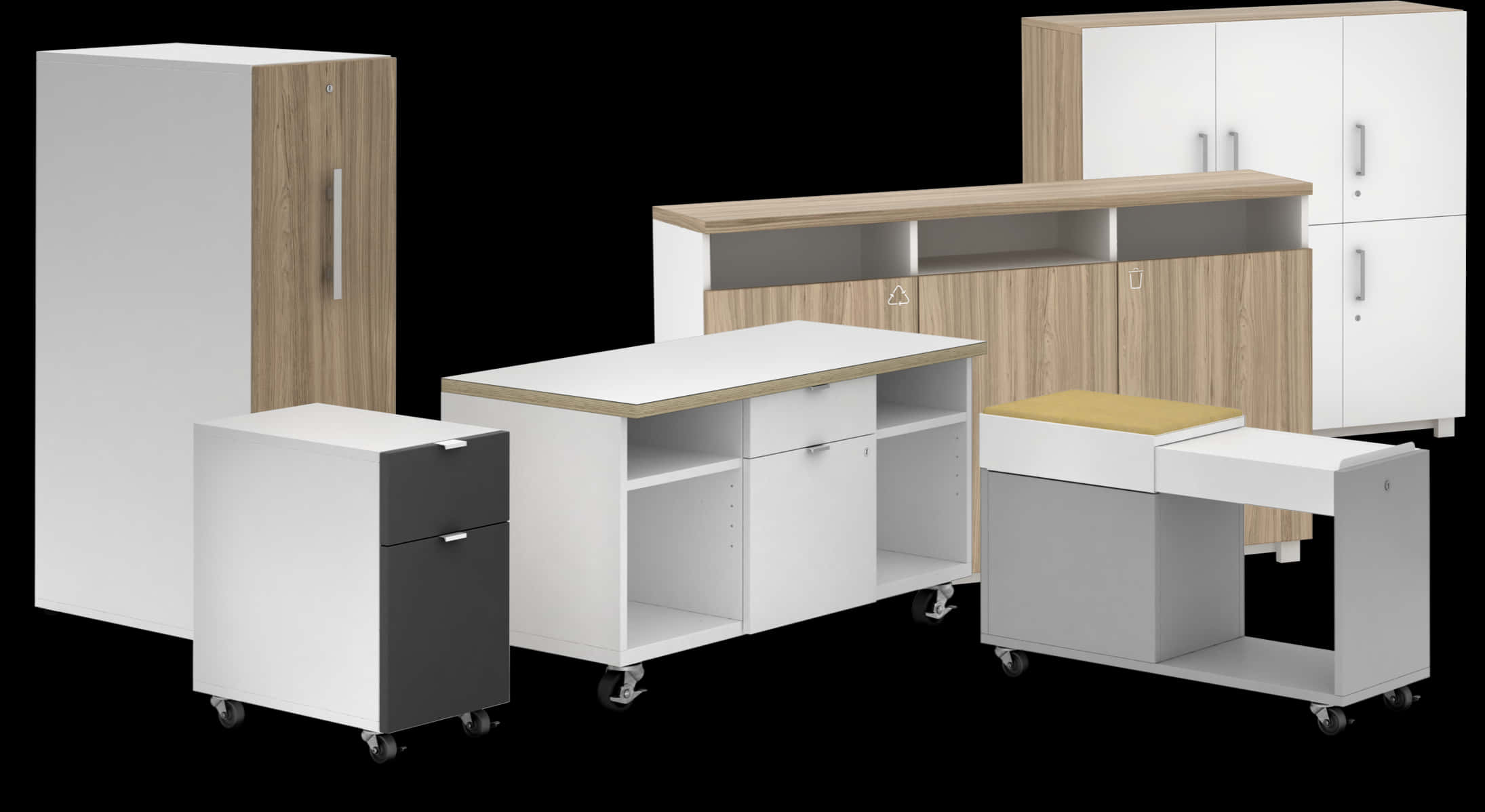 Modern Office Storage Furniture Collection PNG image