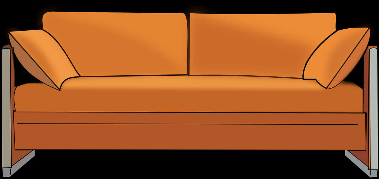 Modern Orange Sofa Design PNG image