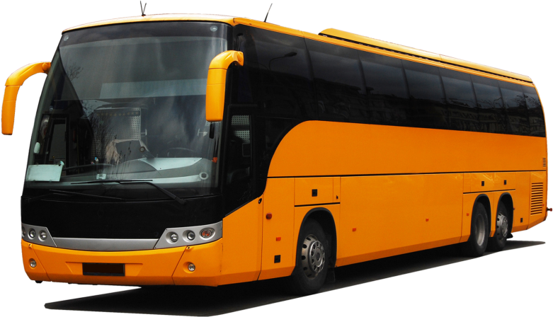 Modern Orange Tour Bus PNG image