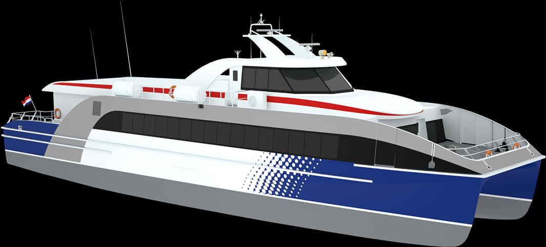 Modern Passenger Catamaran Illustration PNG image