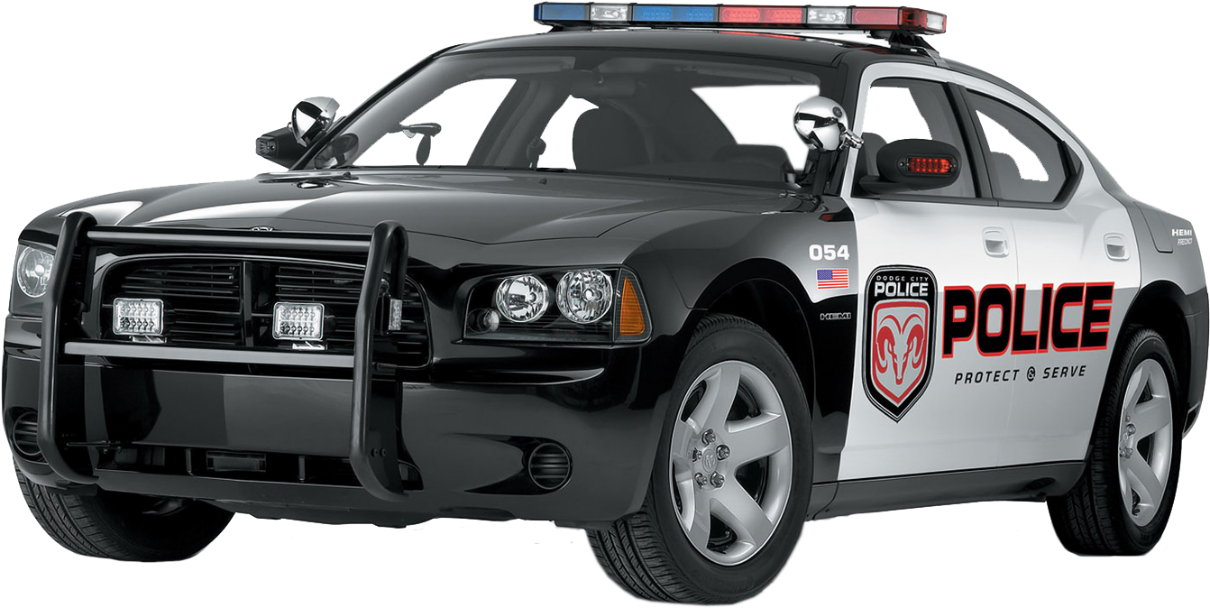 Modern Police Car With Emergency Lights PNG image