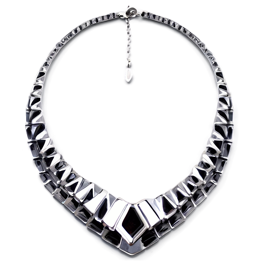 Modern Silver Necklace Png 06282024 PNG image