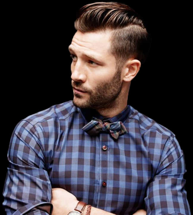 Modern Slicked Back Hairstyle Men PNG image