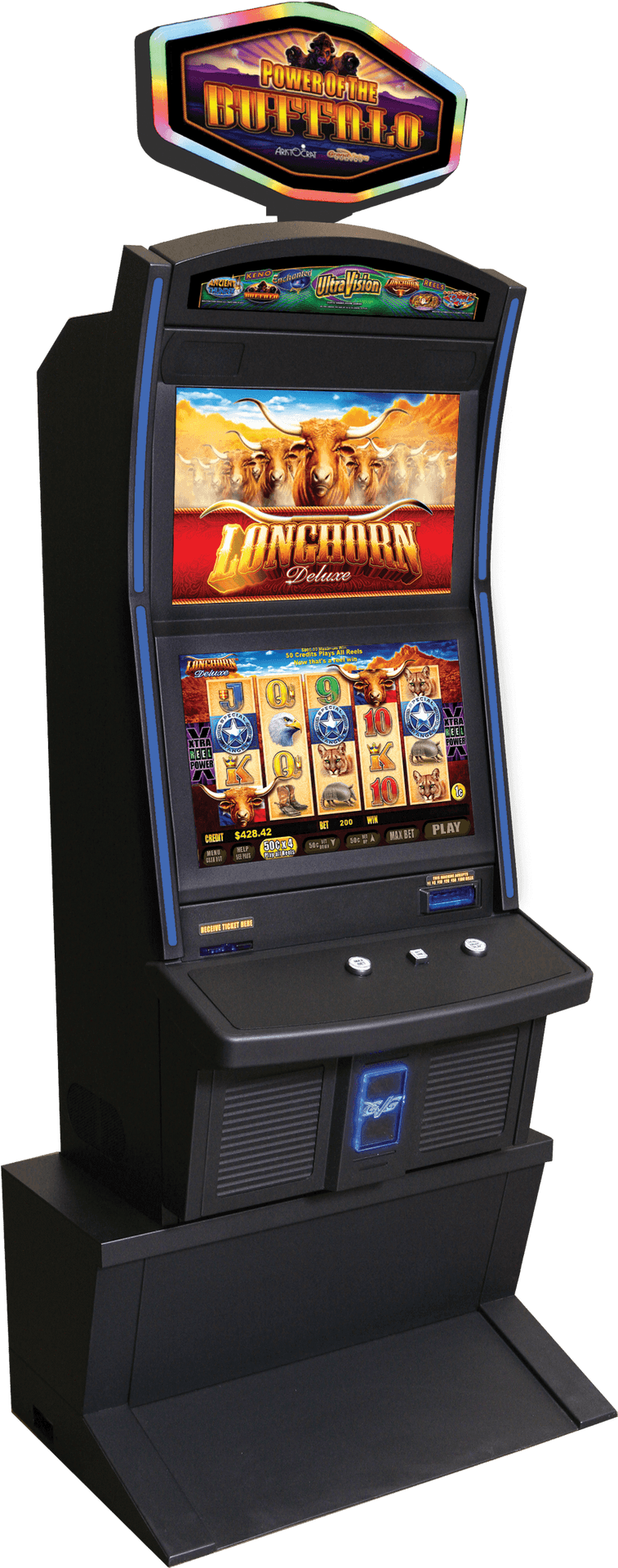 Modern Slot Machine Longhorn Deluxe PNG image