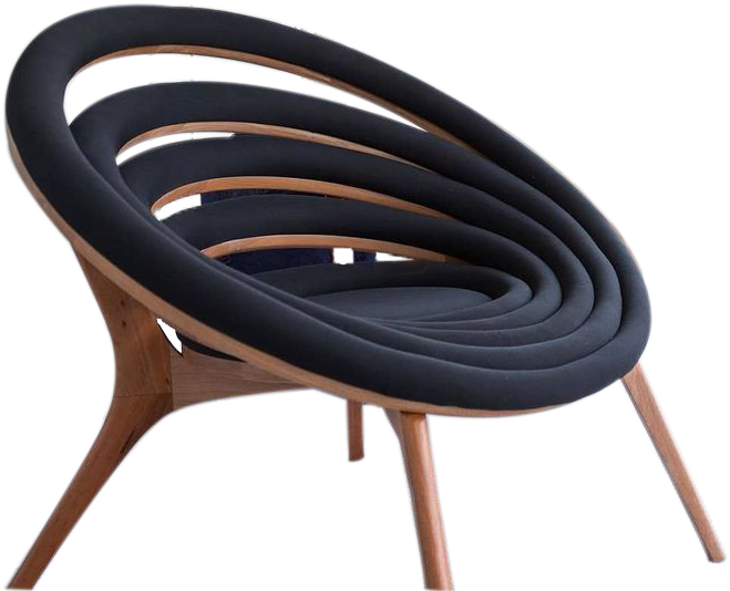 Modern Spiral Wooden Chair Design PNG image