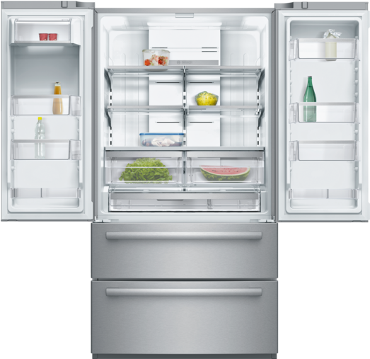 Modern Stainless Steel Refrigerator PNG image