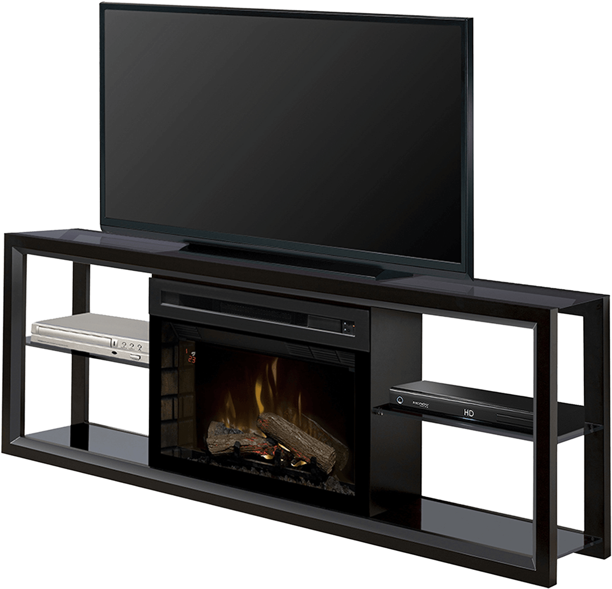 Modern T V Standwith Builtin Fireplace PNG image