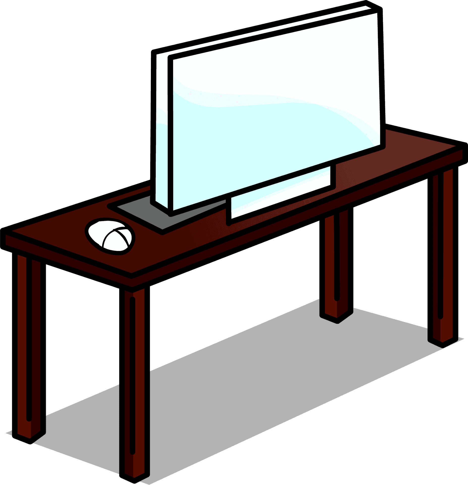 Modern Tablewith Monitor Clipart PNG image