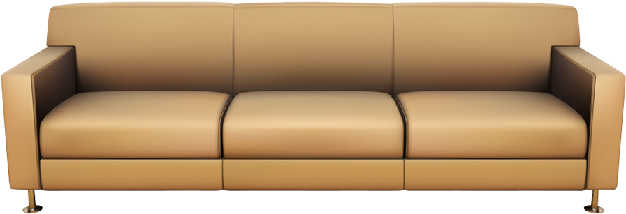 Modern Tan Leather Sofa PNG image