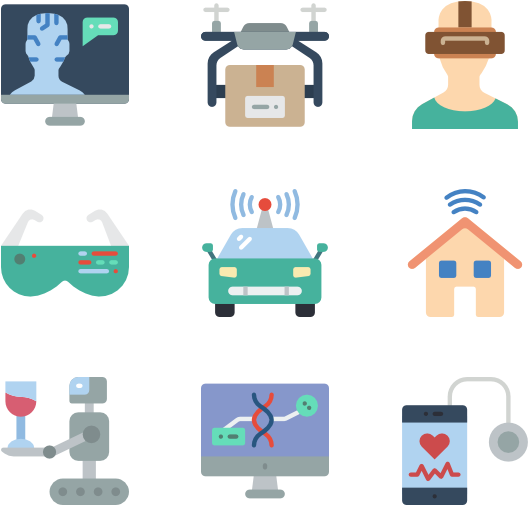 Modern Technology Icons Set PNG image
