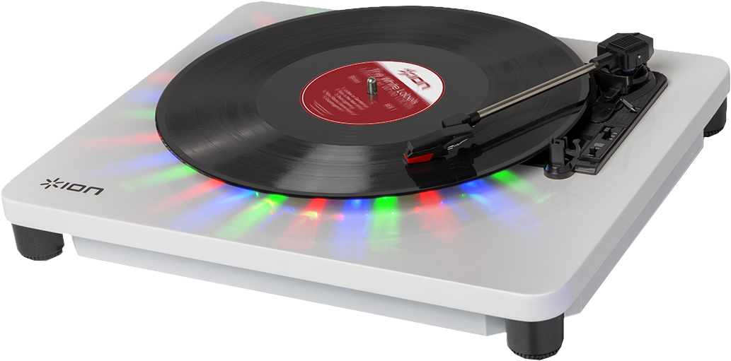 Modern Turntablewith Colorful Lights PNG image